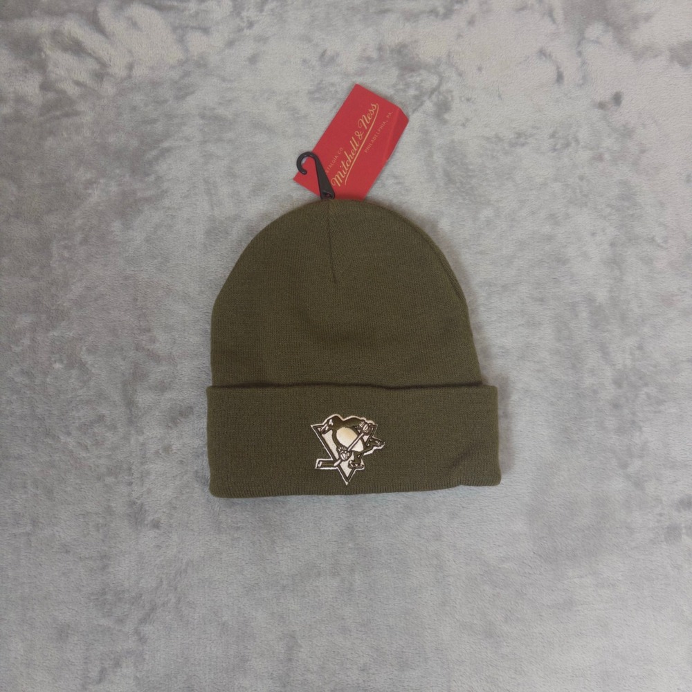 Mitchell & Ness Beanie Mens OSFA Olive Pittsburgh Penguins NHL Knit Hat HK12915